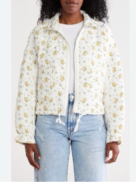 Blank NYC Jackets & Blazers - BlankNYC Quilted White Floral Jacket